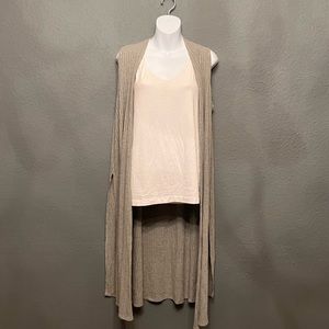 Long, shirt sleeve gray Cardigan